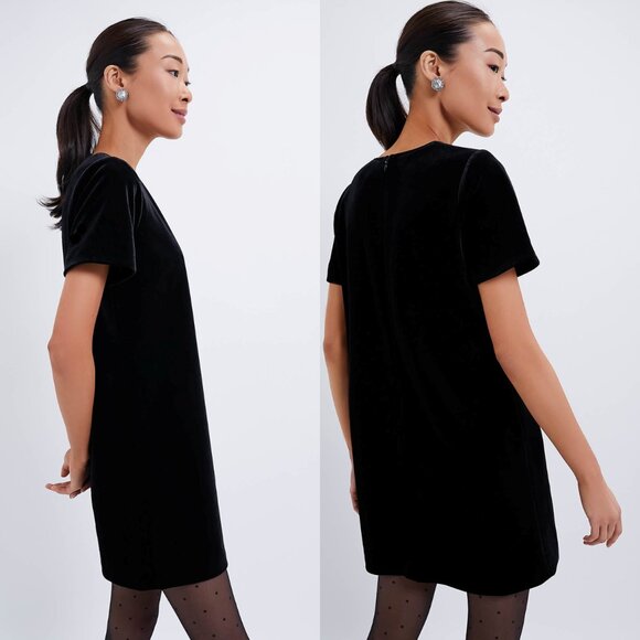 Pomander Place NEW Black Velvet Mae Short Sleeve Party Cocktail Mini Dress Large - Picture 2 of 11